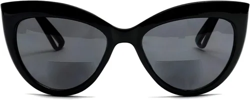 Vista 3 de SAMBA SHADES Gafas de sol de lectura bifocales integradas a la moda, ojo de gato, lentes de sol para lectores de gran tamaño para mujer Negro