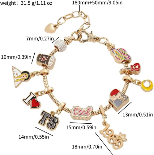 Vista 4 de Pulsera de amistad para amantes de la reputación 1989 Speak Now Fearless Album Inspirado Pulsera para regalos de concierto