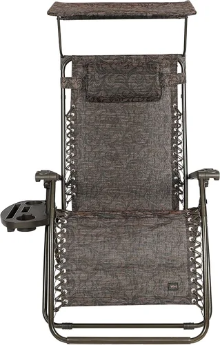 Vista 10 de Bliss Hammocks - Silla de gravedad cero con toldo y bandeja lateral, Jacquard café