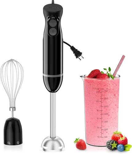 Vista 12 de Bonsenkitchen Hand Blender, Immersion Blender with 2 Mixing Speed, Electric Handheld Mixer Portable Stick Mixer with Stainless Steel Blades for