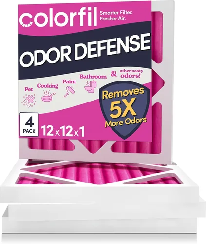 Vista 30 de Colorfil - Filtro de aire de 12 x 12 x 1 pulgadas, filtros que cambian de color para olores de gatos y perros, filtro de aire acondicionado MERV 8