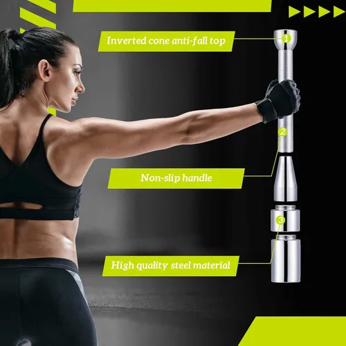 Vista 3 de MorningRo 17. 5 libras ajustable Macebell Indian Club para entrenamiento de fuerza, campana de acero 6 en 1 para entrenamiento de cuerpo completo
