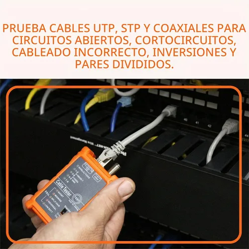 Vista 3 de TEMPO Communications PA1594 Probador de cable de red Probador de continuidad de cables LAN y AV Cables coaxiales RJ45, UTP, STP de 8 vías