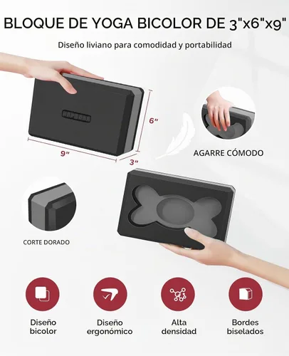 Vista 2 de HAPBEAR Yoga Blocks 2 Pack - 9x6x3in High-Density EVA Foam with Non-Slip Textured Surface, Supportive for Deep Stretching & Lightweight - Ideal for