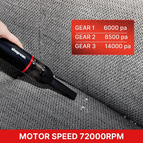 Vista 5 de Shop-Vac Aspiradora de coche y plumero 2 en 1, aspiradora inalámbrica portátil de soplado/succión de 14000 Pa, mini soplador, portátil y ligero