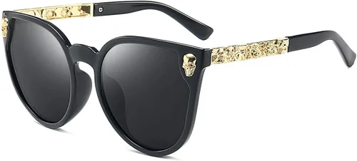 Vista 2 de Dollger Lentes de sol con diseño de calavera, y aros con forma de ojo de gato, protección UV400