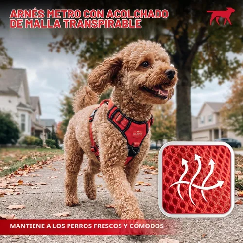 Vista 6 de Tuff Pupper Arnés para perro sin tirones, chaleco resistente para mascotas, clips para correa delantera y trasera, mango de seguridad fuerte