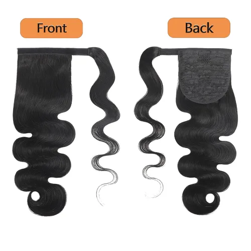 Vista 2 de Cola de caballo de cabello humano ondulado con pasta mágica deformación alrededor de la extensión de cabello humano rizado para mujeres negras, 150%