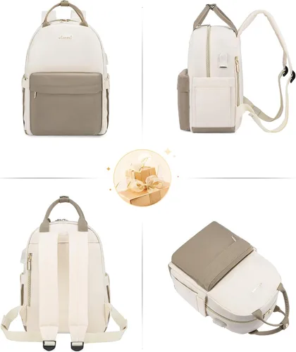 Vista 5 de LOVEVOOK Mini mochila para mujer, mochila pequeña, bonita mochila a la moda, Caqui y beige, Moda