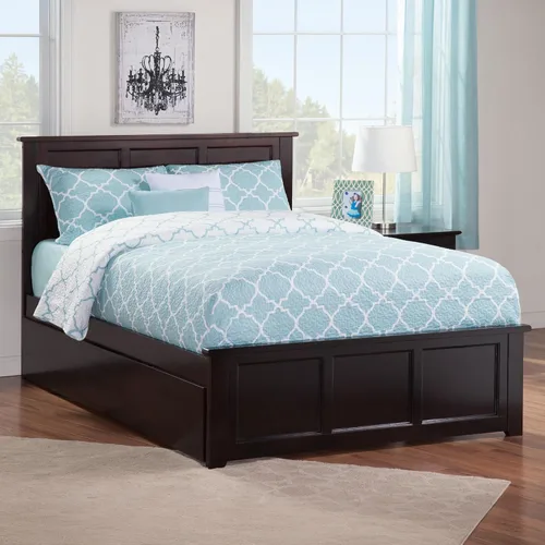 Vista 3 de AFI, Madison - Cama de plataforma Queen con estribo a juego, cama nido individual XL y cargador USB conectable, color espresso