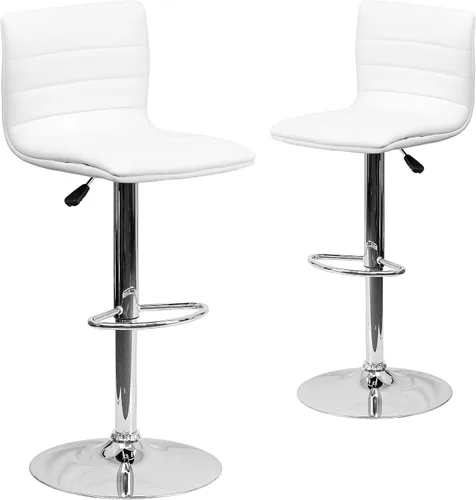 Vista 12 de Flash Funiture silla de bar ajustable con base cromada, Vinilo, Gris