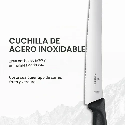 Vista 2 de Victorinox Swiss Classic - Cuchillo de pan curvo de 10.25 pulgadas con borde dentado y mango negro