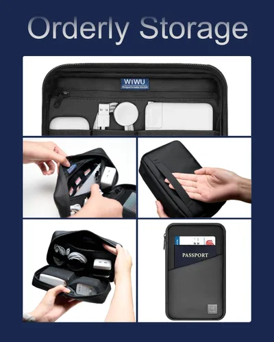 Vista 3 de WIWU Estuche de viaje organizador de electrónica: estuche de viaje organizador de tecnología impermeable Bolsa organizadora de cables portátil