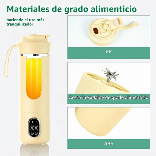 Vista 6 de Licuadora inalámbrica portátil, pequeño exprimidor recargable, mini licuadora personal para batidos y batidos, con función de limpieza automática
