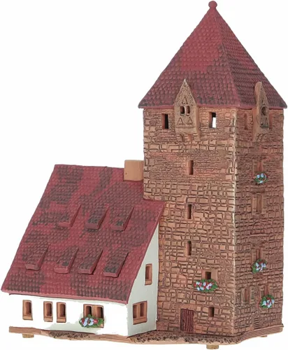 Vista 7 de Houses and Villages Collection - Miniatura coleccionable hecha a mano de la histórica torre Schuldturm en Nurnberg, Alemania, portavelas de té