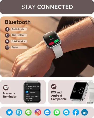 Vista 5 de aeac Paquete de 2 relojes inteligentes (negro + blanco) reloj inteligente 2024 para hombres y mujeres