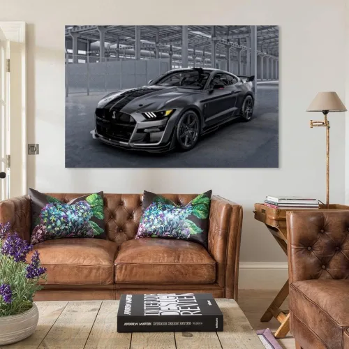 Vista 3 de NIUZWDE Póster de auto deportivo Ford Mustang Shelby GT500 - Decoración de pared Mustang - Arte de pared de coche deportivo