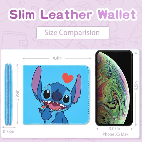 Vista 2 de Oqplog para billetera para dibujos animados, Amor azul Shidizai, Minimalista