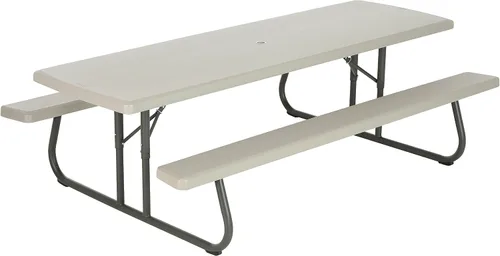 Vista 4 de Lifetime 80123 Mesa de picnic plegable y bancos, 8 pies