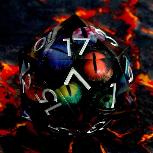 Vista 5 de Dados de mazmorras y dragones D20,3.346 in Dragon Eye D20,Dados de núcleo líquido para TTRPG