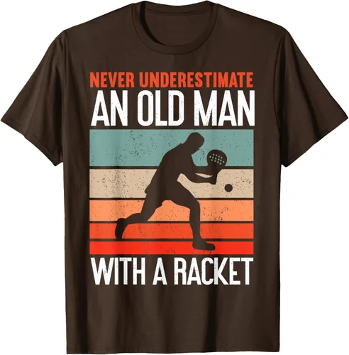 Vista 6 de Camiseta divertida de pádel "Never Underestimate An Old Man With A Racket, Negro