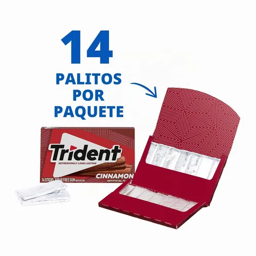 Vista 5 de Trident Goma de mascar de canela sin azúcar, 3 paquetes de 14 piezas (42 piezas en total)