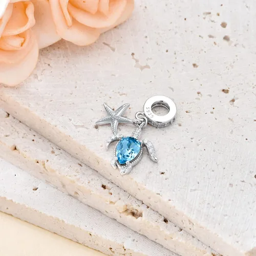 Vista 4 de AOBOCO Cuentas colgantes de plata de ley 925 para pulsera, adornadas con cristal de Austria