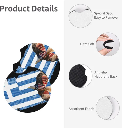 Vista 5 de Eagle of American - Portavasos universales para todos los vehículos, accesorios impermeables para portavasos (0.2 in de grosor/2.7 in) de neopreno