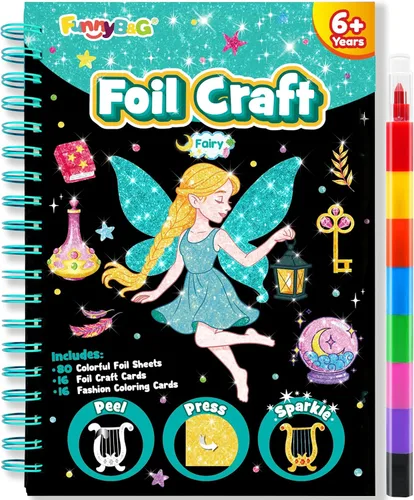 Vista 27 de FUNNYB&G Arte en papel de aluminio para niños - Manualidades de Navidad, regalos de fiesta, rellenos de calcetines para niños, suministros de arte