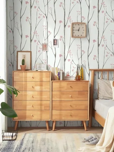 Vista 2 de Timeet - Papel pintado floral blanco y rosa, papel de pared moderno, papel de contacto para despegar y pegar, autoadhesivo, extraíble