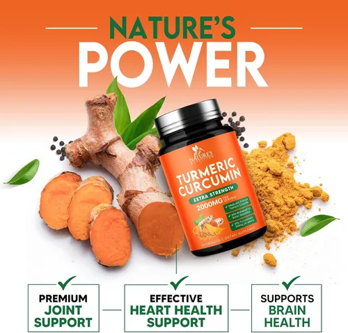 Vista 9 de Suplemento de curcumina de cúrcuma – 1800 mg de cúrcuma orgánica por porción – 95% de curcuminoides y extracto de pimienta negra BioPerine para una