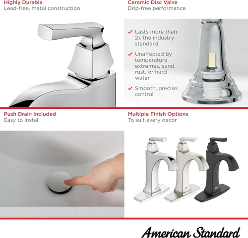 Vista 3 de American Standard 7426101.002 Belmeade - Grifo de baño monomando, 1.2 GPM, cromado