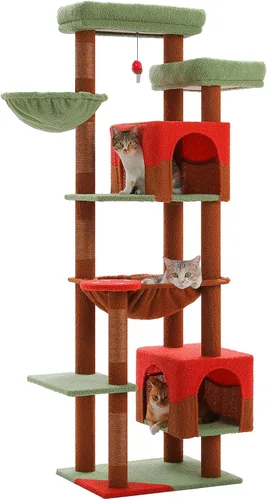 Vista 26 de PETEPELA Árbol de gato de 69 pulgadas de alto para gatos grandes de interior, torre para gatos adultos con hamaca grande, torre de árbol trepador