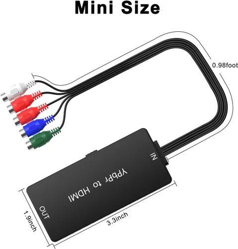 Vista 6 de Convertidor de componentes a HDMI, adaptador YPbPr a HDMI compatible con 1080P/720P compatible con DVD, reproductor de Blu-ray, PS2, PS3, Xbox a