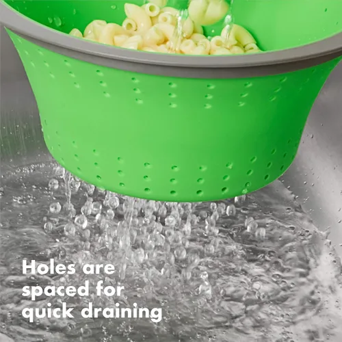 Vista 3 de OXO Good Grips Colador de silicona plegable, 2Qt, verde