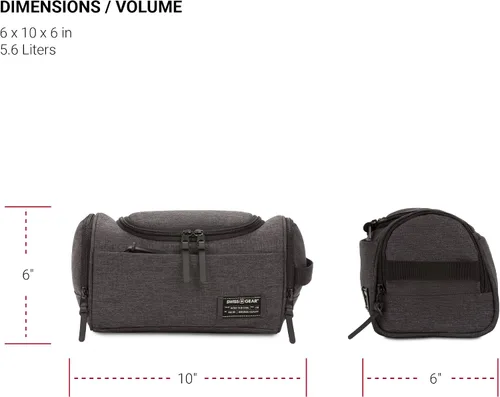 Vista 4 de SWISSGEAR - Neceser colgante para hombre y mujer, kit de viaje para baño, gimnasio y ducha, color gris jaspeado