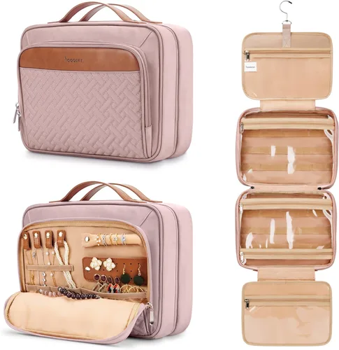 Vista 19 de Bolsa de aseo colgante de viaje para mujeres y hombres, con 6 cubiertas de botellas de silicona a prueba de fugas, accesorios impermeables