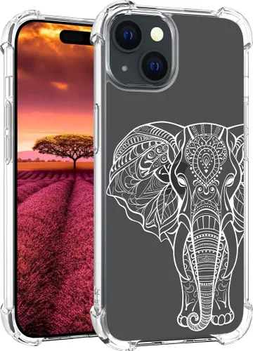 Vista 35 de Funda compatible con iPhone 15, bonita funda transparente para mujer, funda de silicona transparente para teléfono, color negro, tigre poderoso