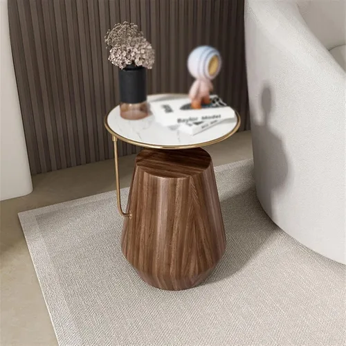 Vista 5 de Mesa de té para sala de estar, moderna redonda de 2 niveles, estante de almacenamiento de oficina, sala de estar, mesa de café, estante de acero