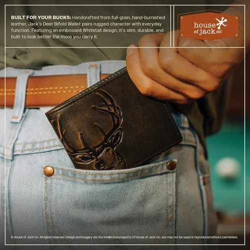 Vista 2 de House of Jack Co. Billetera plegable para hombre Billetera de hombre para deportistas al aire libre Cuero de grano completo bruñido a mano