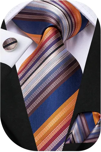Vista 216 de Dubulle Corbata tejida de cachemira para hombre y gemelos de pañuelo para hombre, conjunto de gemelos para boda formal y negocios