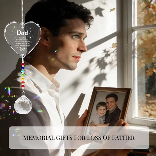 Vista 6 de Regalos conmemorativos para la pérdida de papá, atrapasoles de cristal en la memoria, regalos de condolencia por pérdida de papá y padre, regalos