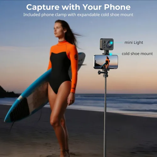 Vista 9 de SmallRig Trípode invisible para selfie stick para cámara de acción, poste extensible de 37.4 pulgadas con abrazadera de teléfono para GoPro 13/12