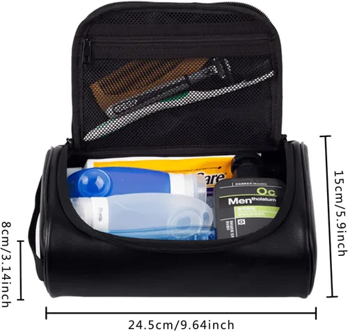 Vista 4 de Neceser personalizado para hombres, marido, novio, papá, cuero con capacidad para viaje, kit de viaje hecho a mano con grabado personalizado, nombre