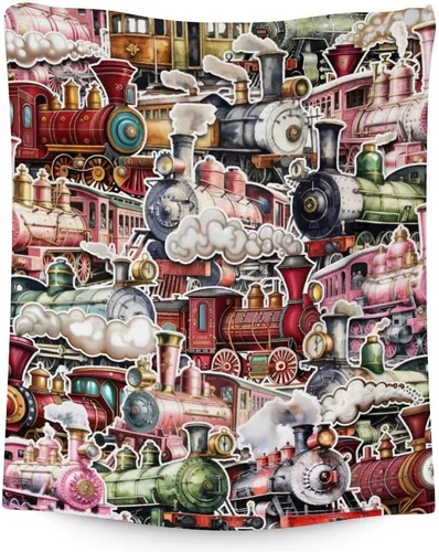 Vista 7 de Manta de tren – Suave, mullida y cálida – Manta pequeña de 30 x 40 pulgadas para sofá, oficina – Manta blanca linda manta de regalo para niños