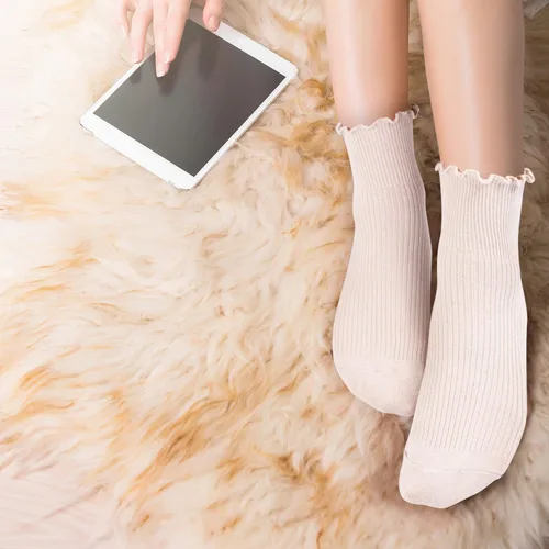 Vista 6 de SATINIOR Calcetines de tobillo para mujer, con volantes, de encaje, con borde de lechuga, 6 pares