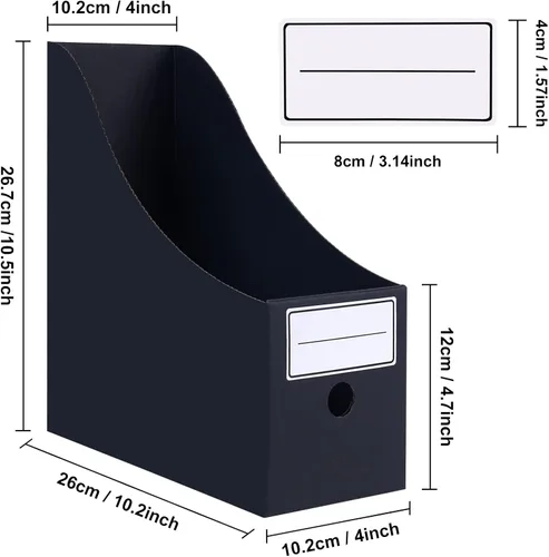 Vista 5 de Paquete de 6 soportes para archivadores de revistas, de cartón con Negro