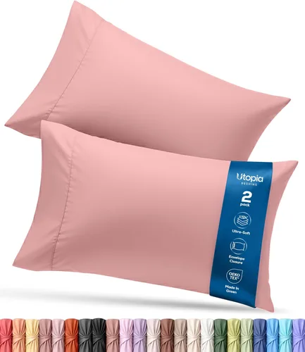 Vista 9 de Utopia Bedding - Juego de 2 fundas de almohada tamaño estándar, con cierre de sobre, tela de microfibra cepillada suave, resistentes al encogimiento