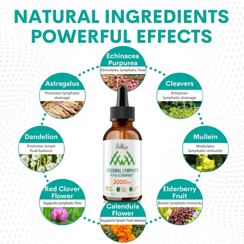 Vista 6 de Gotas de drenaje linfático liposomal de 2000 mg - Sistema linfático y apoyo inmunológico - Apoyo al equilibrio de líquidos - Suplementos