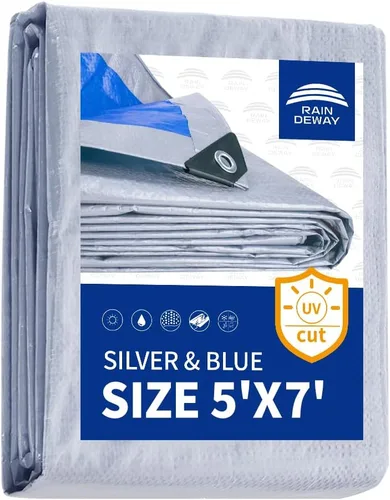 Vista 102 de RAINDEWAY Tarps - Lona impermeable de color azul de 4 x 16 pies de grosor, resistente a desgarros, multiusos, para techo, campamento, automóvil